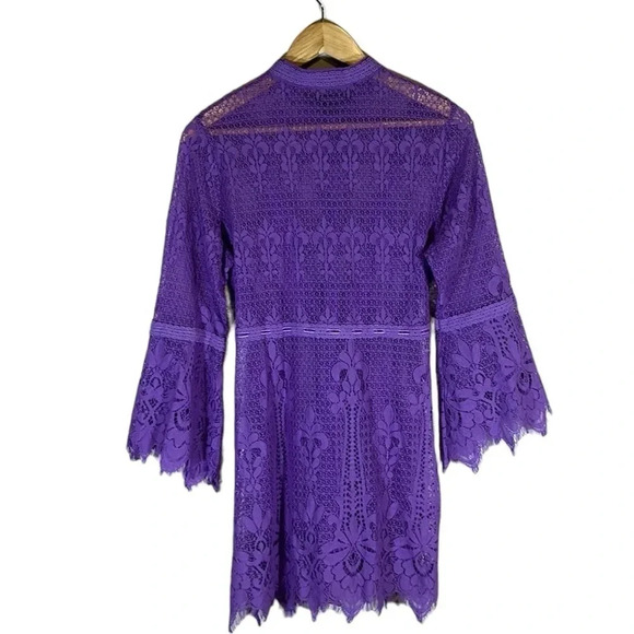 Colleen Lopez Purple Lace Long Sleeve Kimono Size Petite Medium Beach Summer - Picture 3 of 9
